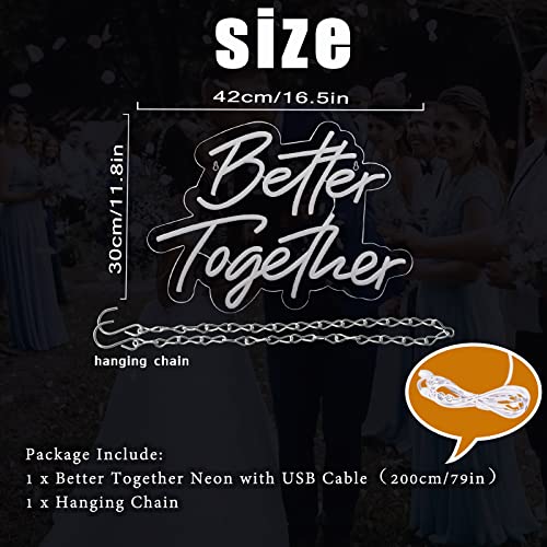 BerniceKelly Better Together Neon Sign, Warm White Led Neon Light Signs, Art Wall Lights Decoration for Wedding Party Club Anniversary Bar Birthday decor(Better Together) - Image 4