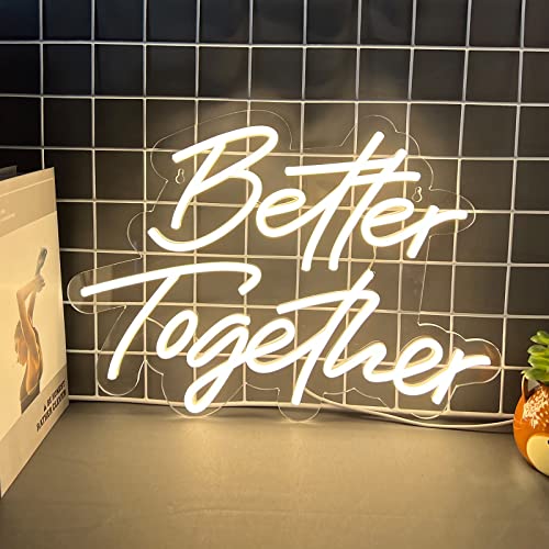 BerniceKelly Better Together Neon Sign, Warm White Led Neon Light Signs, Art Wall Lights Decoration for Wedding Party Club Anniversary Bar Birthday decor(Better Together) - Image 2