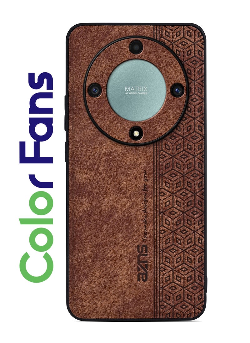 Color Fans - For Honor X9b 5G Case PU Leather Coated TPU Drop-proof Smart Phone Cover Brown - Image 1
