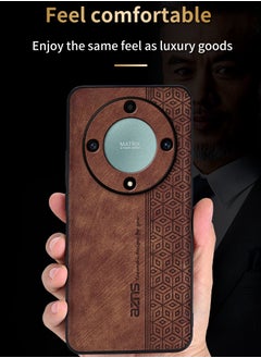 Color Fans For Honor X9b 5G Case PU Leather Coated TPU Drop-proof Smart Phone Cover Brown  - Image 3