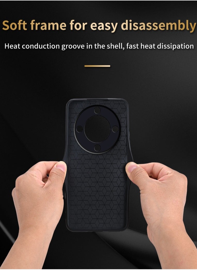 Color Fans - For Honor X9b 5G Case PU Leather Coated TPU Drop-proof Smart Phone Cover Brown - Image 1