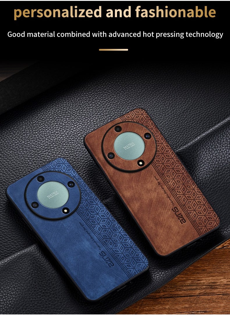 Color Fans - For Honor X9b 5G Case PU Leather Coated TPU Drop-proof Smart Phone Cover Brown - Image 1