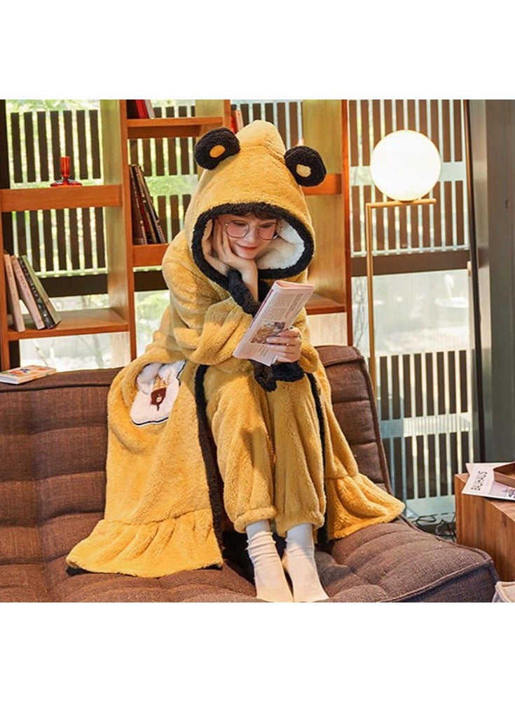 KUYING Velvet and Thickened Nightgown Cute Cartoon Home Fur Set  - Image 2