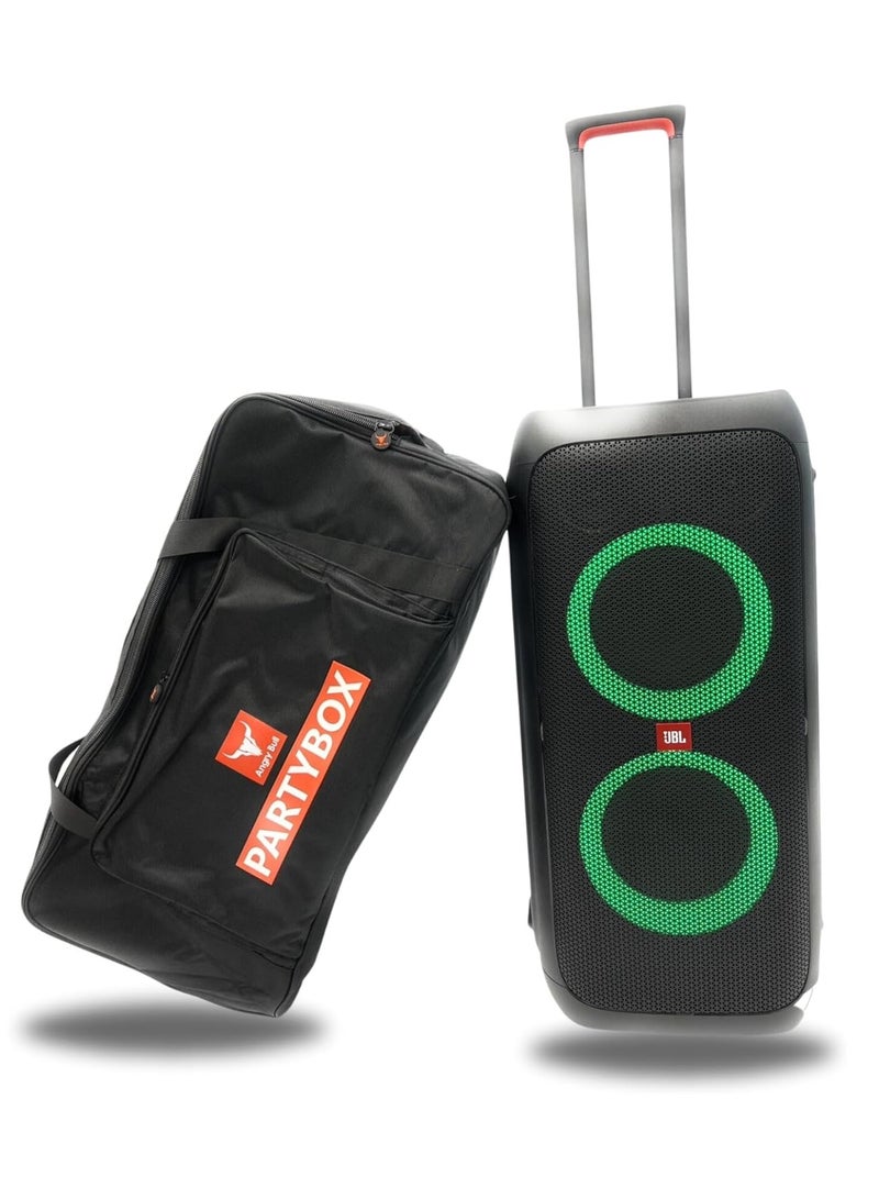 Angry Bull Speaker Bag Safety Storage Case with Handy Strap Travel Bag Compatible with JBL PARTY BOX 310 (BLACK) - Image 1