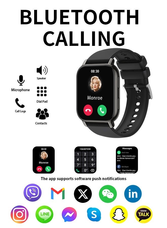 WAPIK Korean Brand P5S Smart Watch,Business Smartwatch,Waterproof Fitness Watch, Bluetooth Calling,Smart watch for Men, Zinc Alloy Vacuum Plating, Heart Rate Monitoring,Smart watch for women Black - Image 2