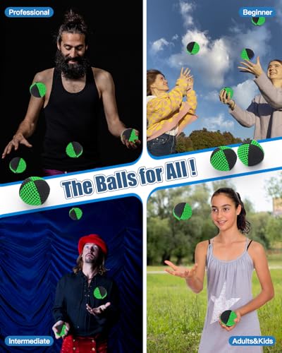 oazoxcx Juggling Balls for Beginners and Professionals Set of Juggling Bean Bags Durable Juggle Ball Kit Black Green - Image 5