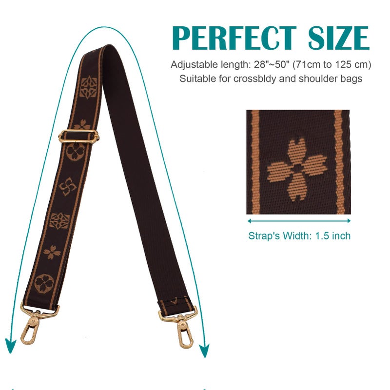 River Lake Purse Strap,Wide Shoulder Strap Adjustable Replacement Belt Canvas Crossbody Handbag Bronw Symbol - Image 2