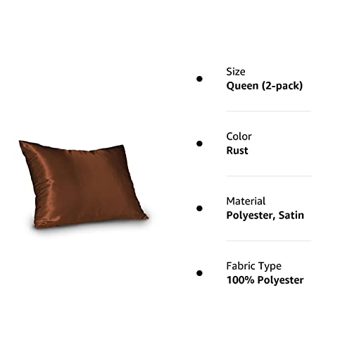 SHOPBEDDING ShopBedding Luxury Satin Pillowcase for Hair - Queen Satin Pillowcase with Zipper  Rust (Pillowcase Set of 2) - Blissford  - Image 2