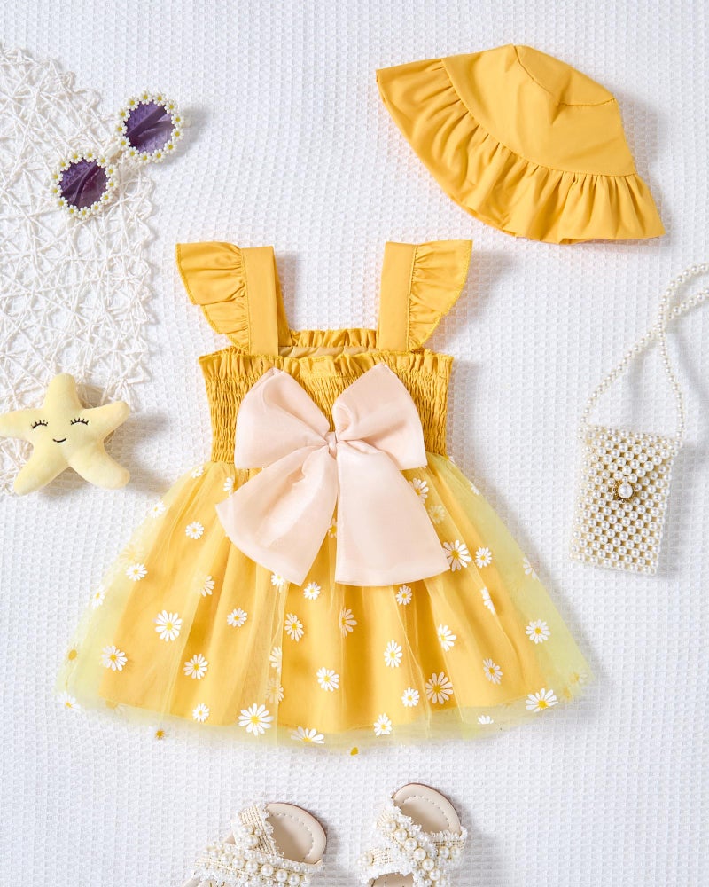 Saeaby Toddler Girl Clothes 2T Summer Yellow Daisy Birthday Party Wedding Dresses Baptism Photography Outfits Beach Sundress Toddler Dress for Girls 3T - Image 3