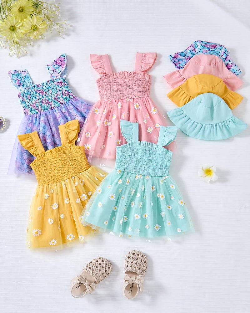 Saeaby Toddler Girl Clothes 2T Summer Yellow Daisy Birthday Party Wedding Dresses Baptism Photography Outfits Beach Sundress Toddler Dress for Girls 3T - Image 4