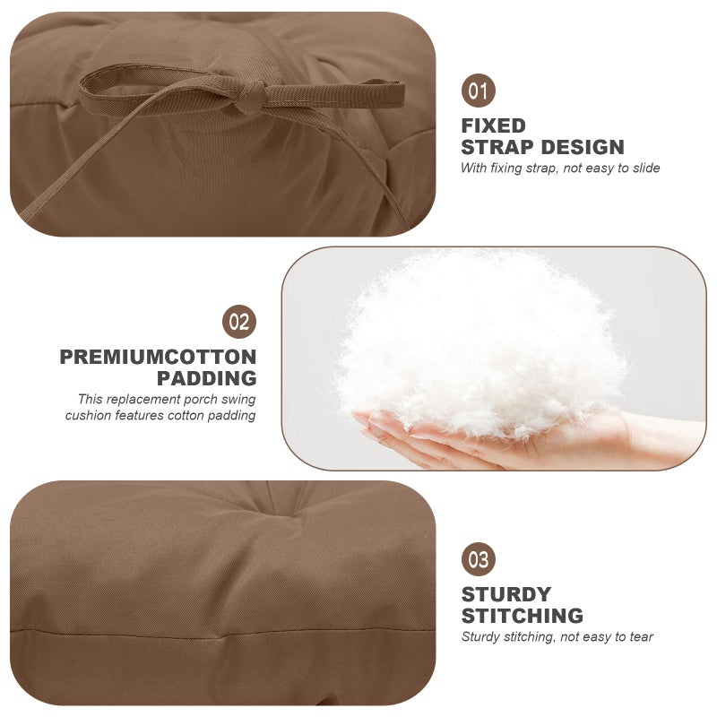 GPQAWER Porch Swing Cushions,Outdoor Cushions 3 Seater Replacement with Backrest, Waterproof Thickened Bench Cushion with Ties for Porch, Patio,Outdoor, Backyard and Garden(Coffee 60 * 40 in) - Image 5
