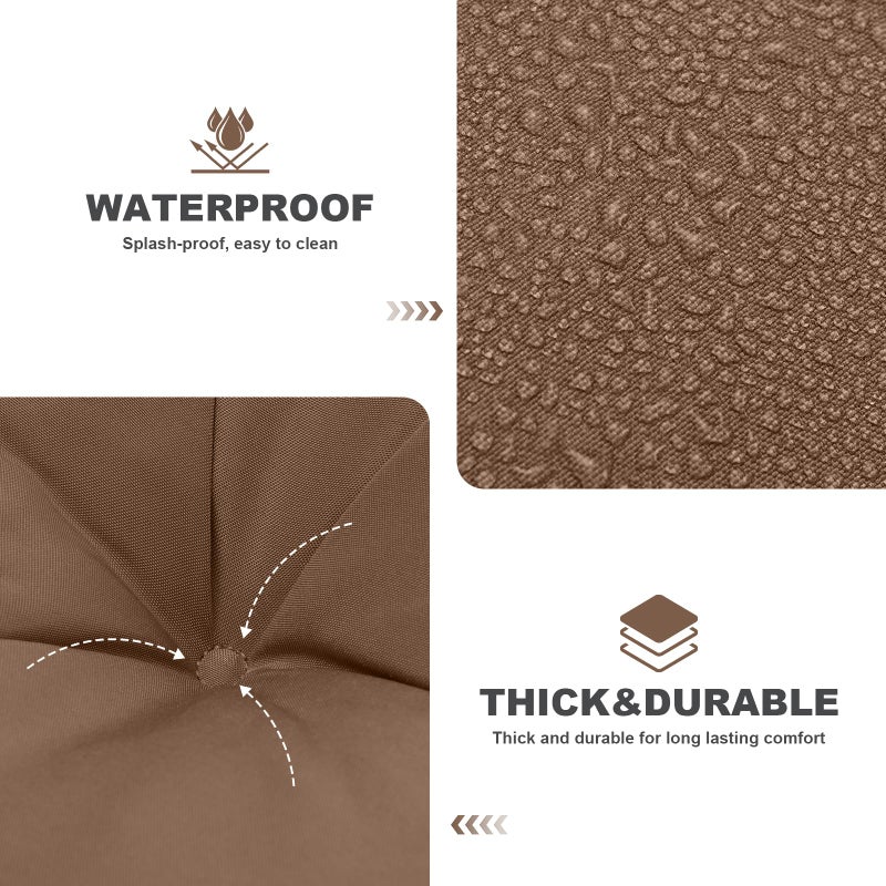 GPQAWER Porch Swing Cushions,Outdoor Cushions 3 Seater Replacement with Backrest, Waterproof Thickened Bench Cushion with Ties for Porch, Patio,Outdoor, Backyard and Garden(Coffee 60 * 40 in) - Image 4