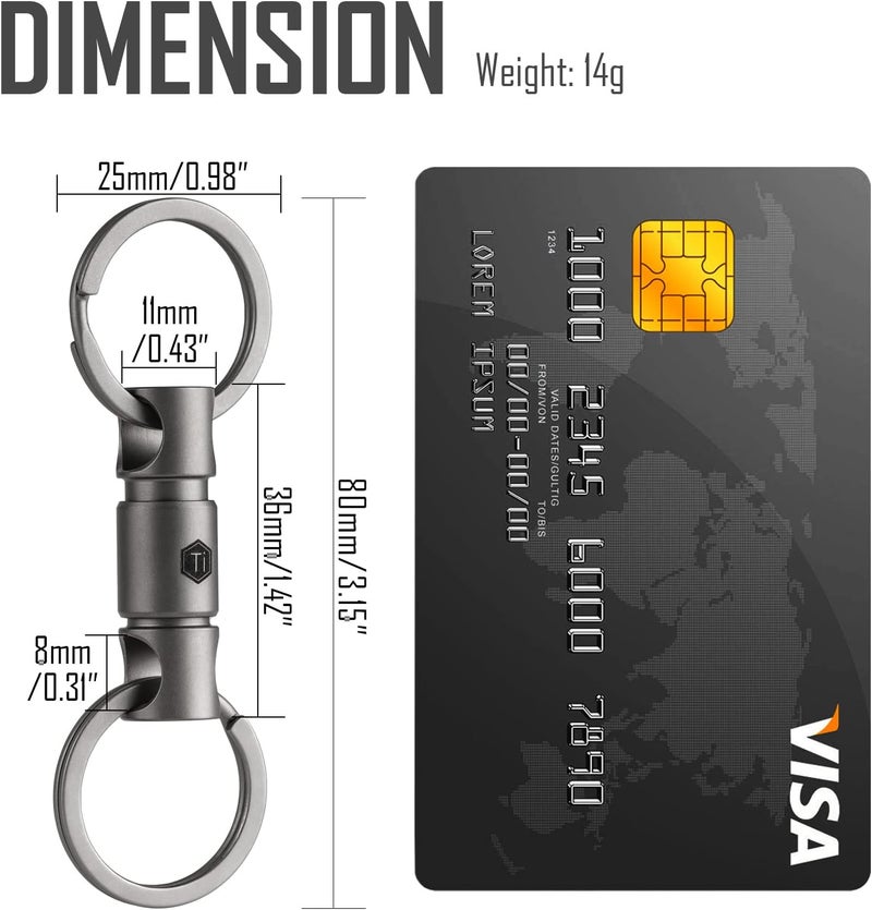 KeyUnity KA24 Detachable Key Ring Connector - Titanium Rotatable Key Organizer Linker - Image 2