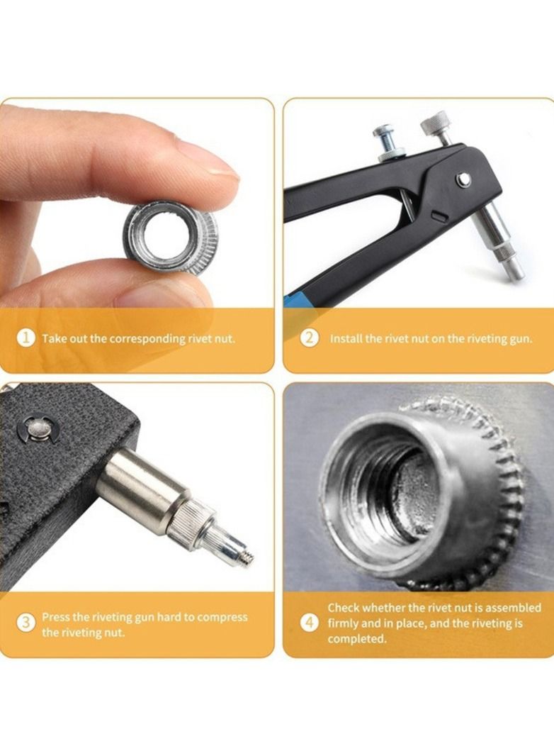 190 قطعة رأس مسطح جوزة برْشام الزنك مطلي الألومنيوم متري الموضوع أعمى إدراج جوزة برْشام طقم صامولة M3/M4/M5/M6/M8/M10 - Image 5