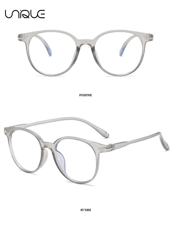 يونيك نظارات - نظارات حجب الضوء الأزرق - نظارات غير قصيرة النظر - للنساء للرجال للقراءة / الألعاب / التلفزيون / نظارات الهاتف المحمول - مكافحة التعب للعين - نظارات عصرية خفيفة الوزن للكمبيوتر الشخصي - مع حافظة نظارات (رمادي شفاف) - Image 3