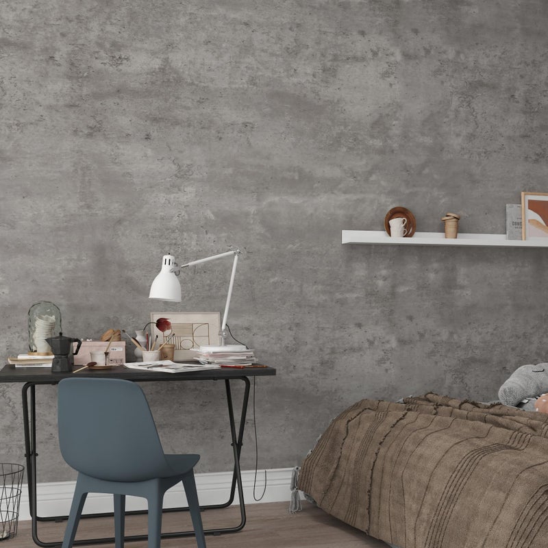 3yecao 16"Ã—591" 3D Grey Concrete Wallpaper Peel and Stick Large Size Light Grey Concrete Cement Contact Paper Vinyl Stained Matte Textured Self Adhesive Gray Wallpaper for Bedroom Bathroom Basement - Image 4