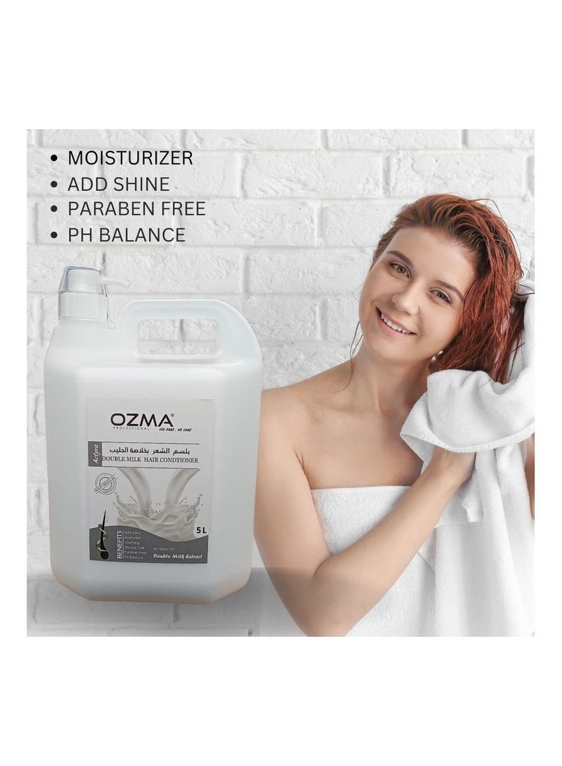 Ozma Professional OZMA Moisturizing Hair Shampoo بتركيبة محسنة | التطهير والتنشيط | لجميع أنواع الشعر بخلاصة حليب مزدوجة 5 لتر - Image 1