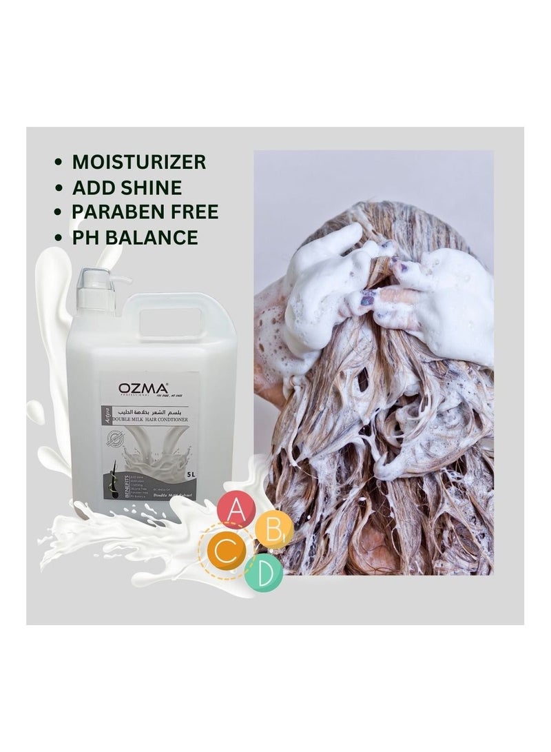 Ozma Professional OZMA Moisturizing Hair Shampoo بتركيبة محسنة | التطهير والتنشيط | لجميع أنواع الشعر بخلاصة حليب مزدوجة 5 لتر - Image 2