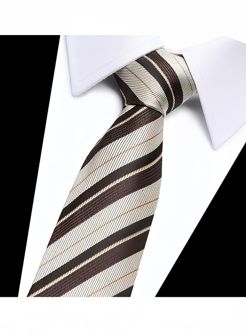 Men's Formal Necktie, Classic Striped Design for Weddings & Formal Events, Elegant Textured Fabric Ties for Shirt and Suit 