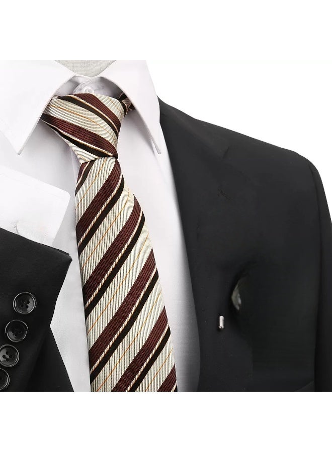 Hiras Men's Formal Necktie, Classic Striped Design for Weddings & Formal Events, Elegant Textured Fabric Ties for Shirt and Suit - Image 2