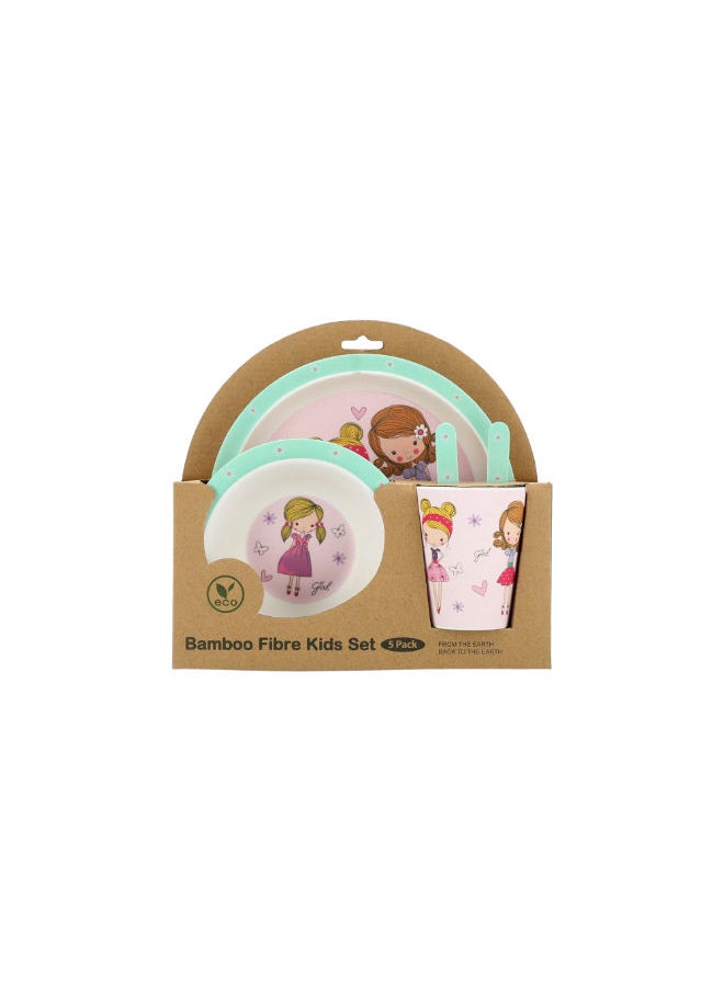 ALBERTO 5 Pcs Fashion Girl Kids Dinner Set  - Image 1