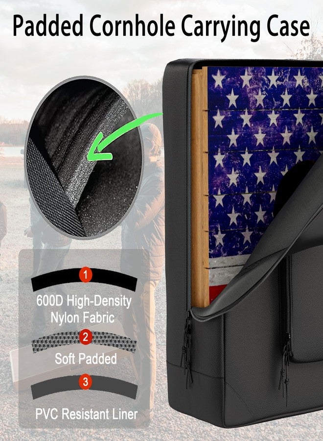 MUCITAGF Cornhole Carrying Case Fits 4' x 2' Regulation Size Board, Heavy-Duty 600D Cornhole Boards Bag with Protective Padded Foam and Extra Pockets for Cornhole Outdoor Games - Image 2