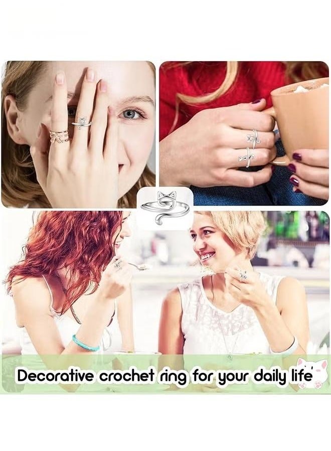 3 قطع حلقات كروشيه للكروشيه حلقة شد كروشيه قابلة للتعديل لأصابع القط حلقة دليل الغزل إكسسوارات الحياكة الكروشيه مع صندوق - Image 2