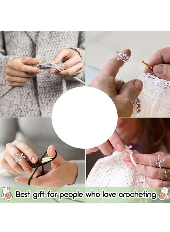 3 قطع حلقات كروشيه للكروشيه حلقة شد كروشيه قابلة للتعديل لأصابع القط حلقة دليل الغزل إكسسوارات الحياكة الكروشيه مع صندوق - Image 5