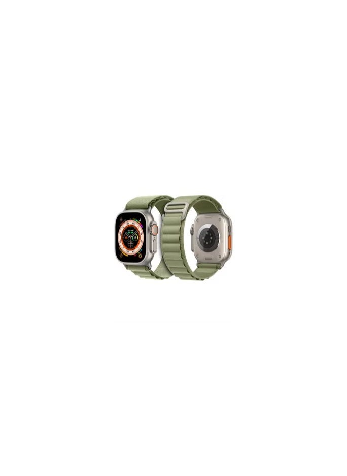 CATANES - Watch Ultra Smartwatch with Rugged Titanium Case and Alpine Loop 49mm Fitness Tracker Precision GPS Action Button Extra Long Battery Life with Green Alpine Loop Band - Image 1