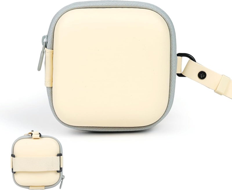 حافظة سماعات الأذن وتخزين السماعات - حقيبة تنظيم الكابلات لـ AirPods، سماعات، شاحن، كابل، USB، بطاقة ذاكرة، مفتاح، أحمر شفاه. حقيبة سفر مقاومة للماء (أبيض مائل للصفرة، مربع) - Image 1
