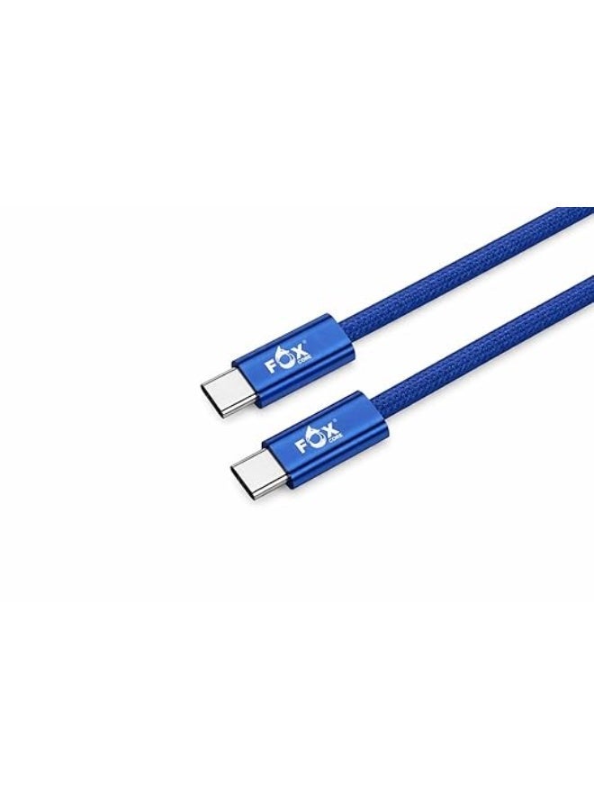 Fox 1 meter USB C to USB C cable, dual data cable for 120W fast charging, maximum power and speed for mobile (blue) - Image 1