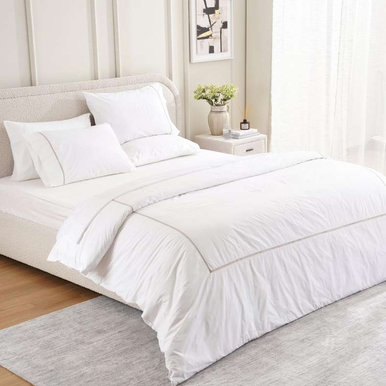 Reflection Home Mila Ladder Lace 3-Piece Queen Duvet Cover Set 200x200cm - Beige
