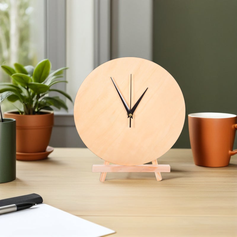 2pcs Blank Wood Clock: 25cm Round Clock Dial With Rack & Pointer For Diy Painting - Home Decor Craft For Living Room Bedroom Office - Image 5