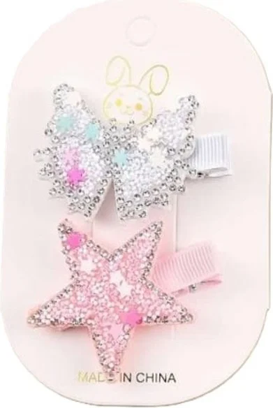 Efna Store Stoned Sequin Butterfly and Star Model Mixed Color Double Children's Pendant Buckle