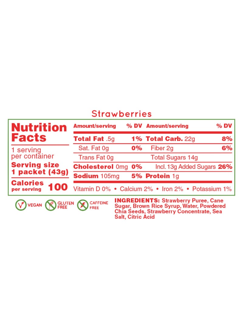 Huma Chia Energy Gel-Strawberries-9 count x 43g-22gr Carbs,105mg Sodium,100% All Natural,Vegan,Gluten Free,Caffeine Free,No Stomach Problems,Great Taste,Easy Digestion - Pack of 9 - Image 2