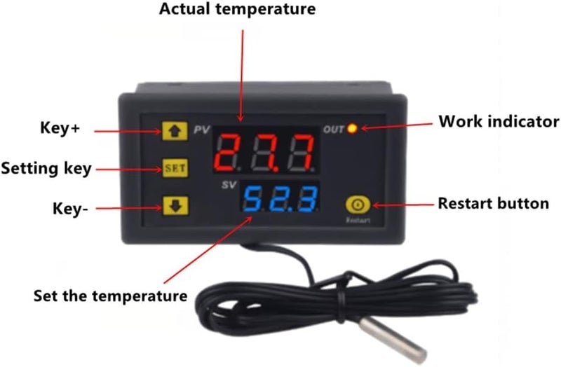 JSEIAJB Mini Digital Temperature Controller Thermostat Regulator Heating Cooling Control Thermoregulator Ensor(AC110-220V) - Image 3