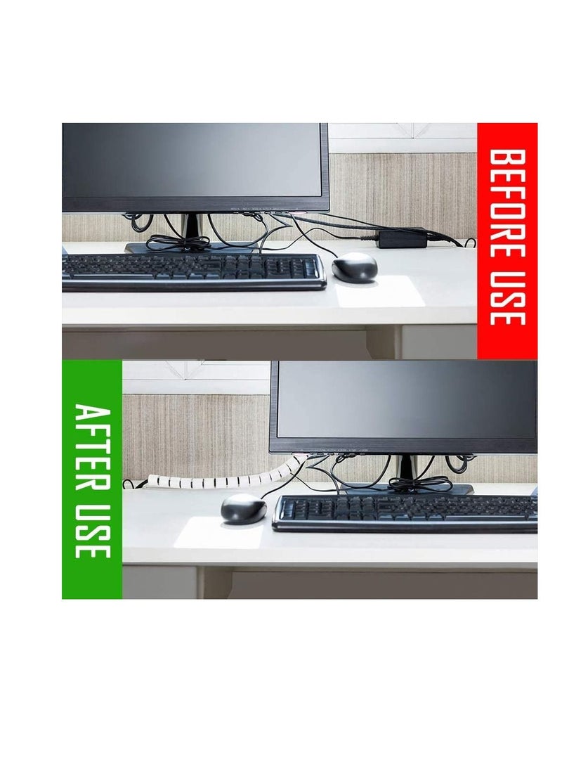 SYOSI Cable Tidy Sleeves,5M Cable Management Wire Tidy Cable Cover Protector with Cord Organizer Clip for PC TV Computer Home and Office Cord Organizer, DIY Flexible - Image 2