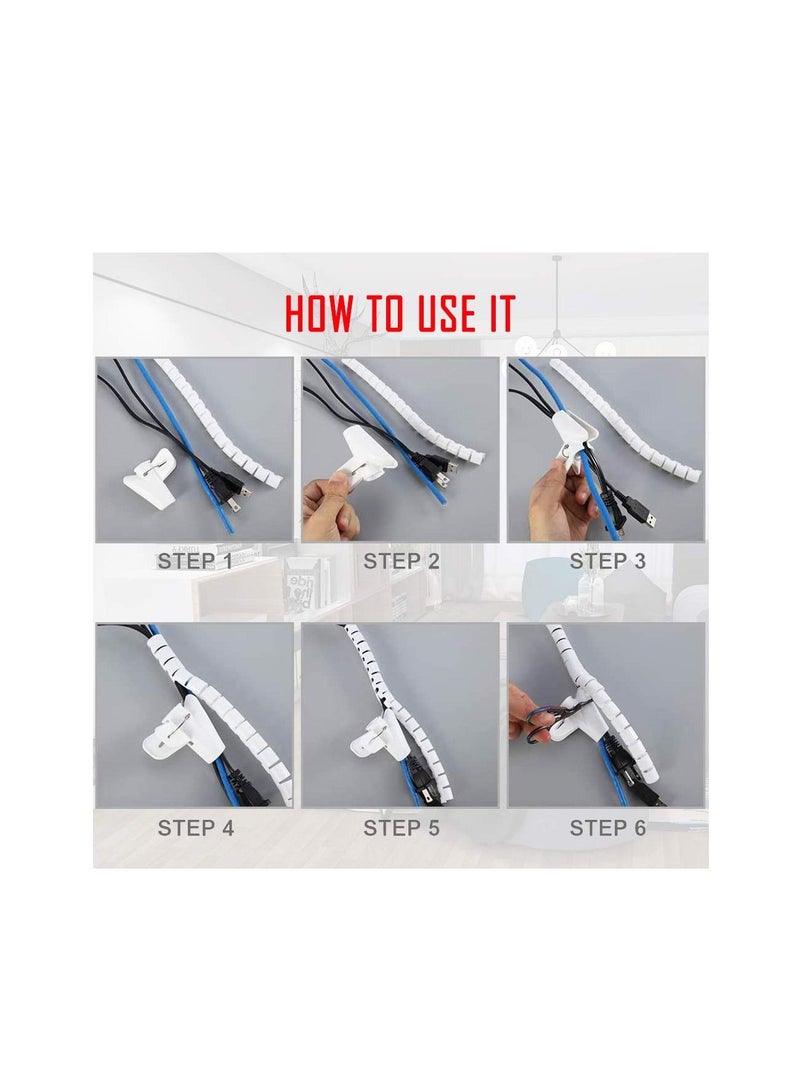 SYOSI Cable Tidy Sleeves,5M Cable Management Wire Tidy Cable Cover Protector with Cord Organizer Clip for PC TV Computer Home and Office Cord Organizer, DIY Flexible - Image 5