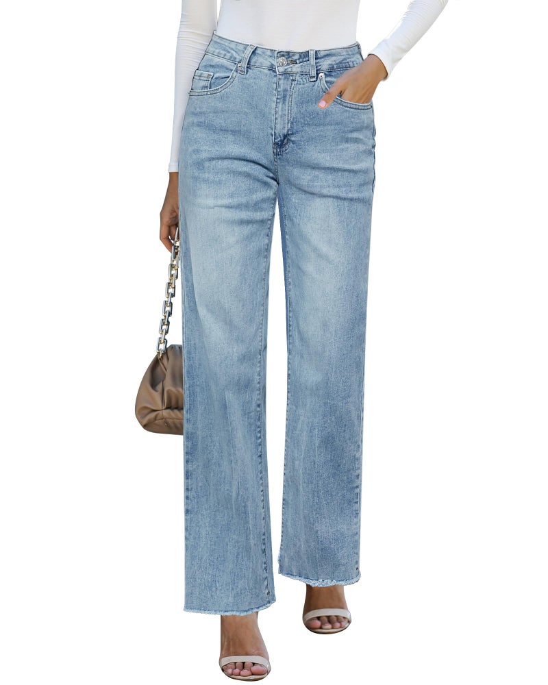 GRAPENT Baggy Jeans for Women Womens Work Pants Pantalones De Mujer High Waisted Pants for Women Ice Blue Small Fits US Size 4 to 6 - Image 1