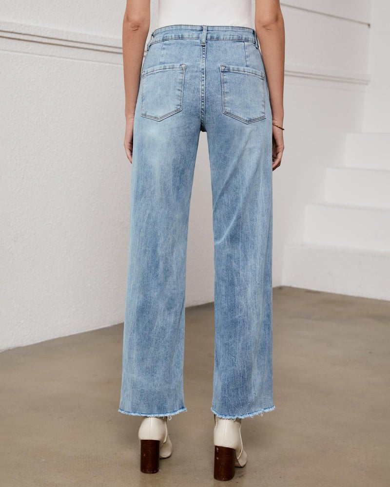GRAPENT Baggy Jeans for Women Womens Work Pants Pantalones De Mujer High Waisted Pants for Women Ice Blue Small Fits US Size 4 to 6 - Image 3