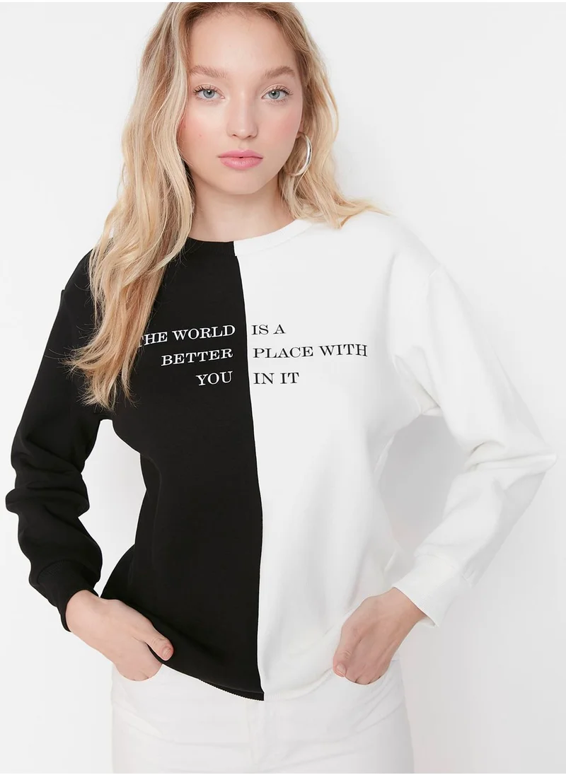 trendyol Colorblock Printed Sweatshirt