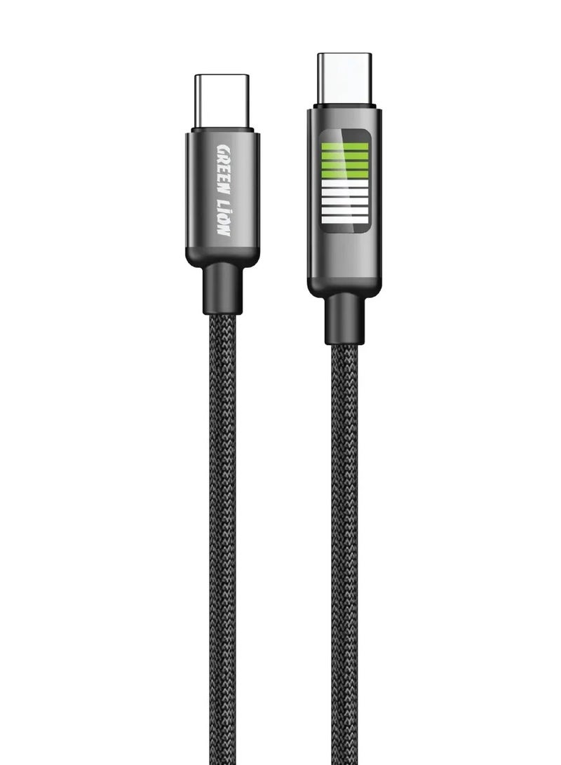GREEN LION LED Braided Cable USB-C to USB-C 60W/ 480Mbps Transfer Speed / Wide Compatibility /Charge & Sync / Secure & Safe / 1m Wire - Black - Image 3