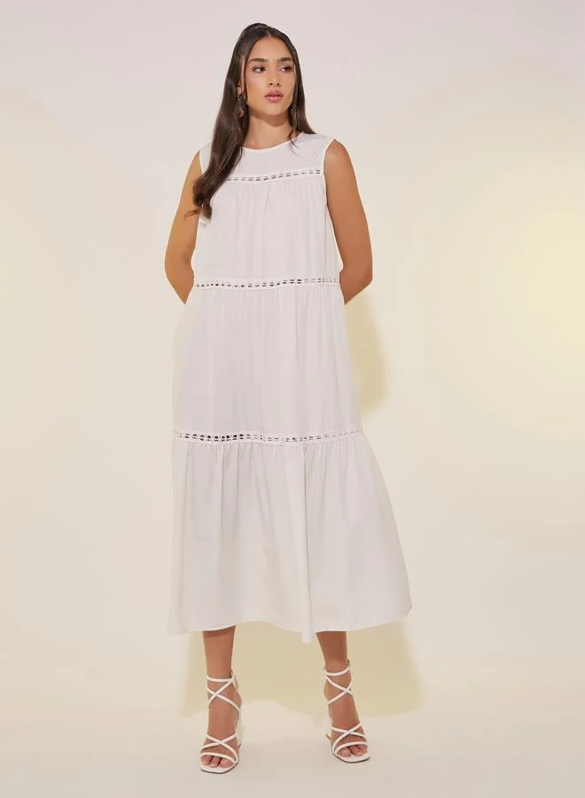تايك تو Tiered Cotton Midi Dress