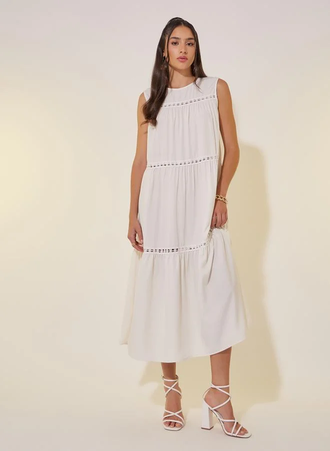 تايك تو Tiered Cotton Midi Dress