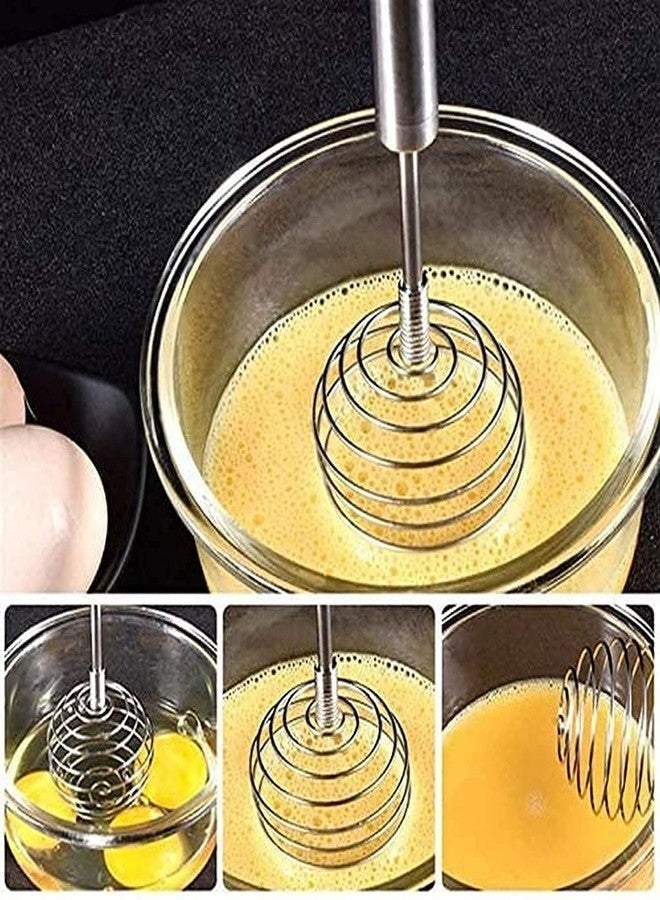 VISMII Steel Wire Egg Whisk Hand Egg Mixer Eggbeater Whisking Blender Stirring Beater Milk Cream Frother Flour Stirrer for Family Restaurant Kitchen (Pack of 1) - Image 2