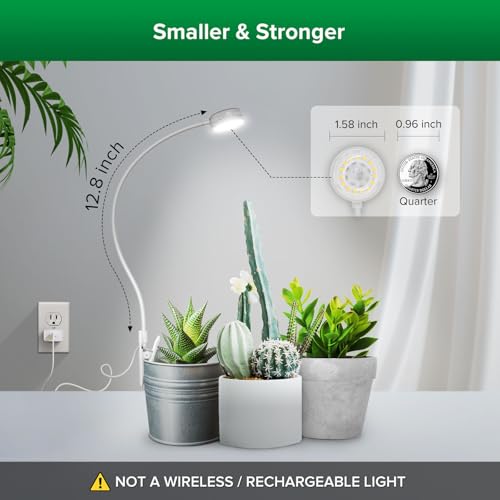 SANSI Grow Lights for Indoor Plants, ETL Listed Pot Clip LED Plant Lights for Indoor Growing, Full Spectrum, 4-Level Dimmable, Auto On Off 3 6 12 Hrs Timer for Small Plants, Garden White 5V 4-Pack - Image 2