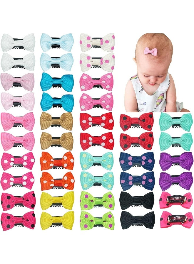 CellElection 40PCS Baby Girls Fine Hair Clips 1.75Inch Grosgrain Ribbon Hair Bows Snap Hair Clips Barrettes Handmade Hair Accessories For Girls Newborns Infants Toddlers - Image 1
