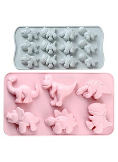 2Pcs Jello Mold Dinosaur Food Grade Silicone Molds 3D Dinosaur Cavity Candy Molds Suitable for Kid DIY Chocolate Cookies Pudding Jelly Candy Ice Cube Cake Decorations Tools