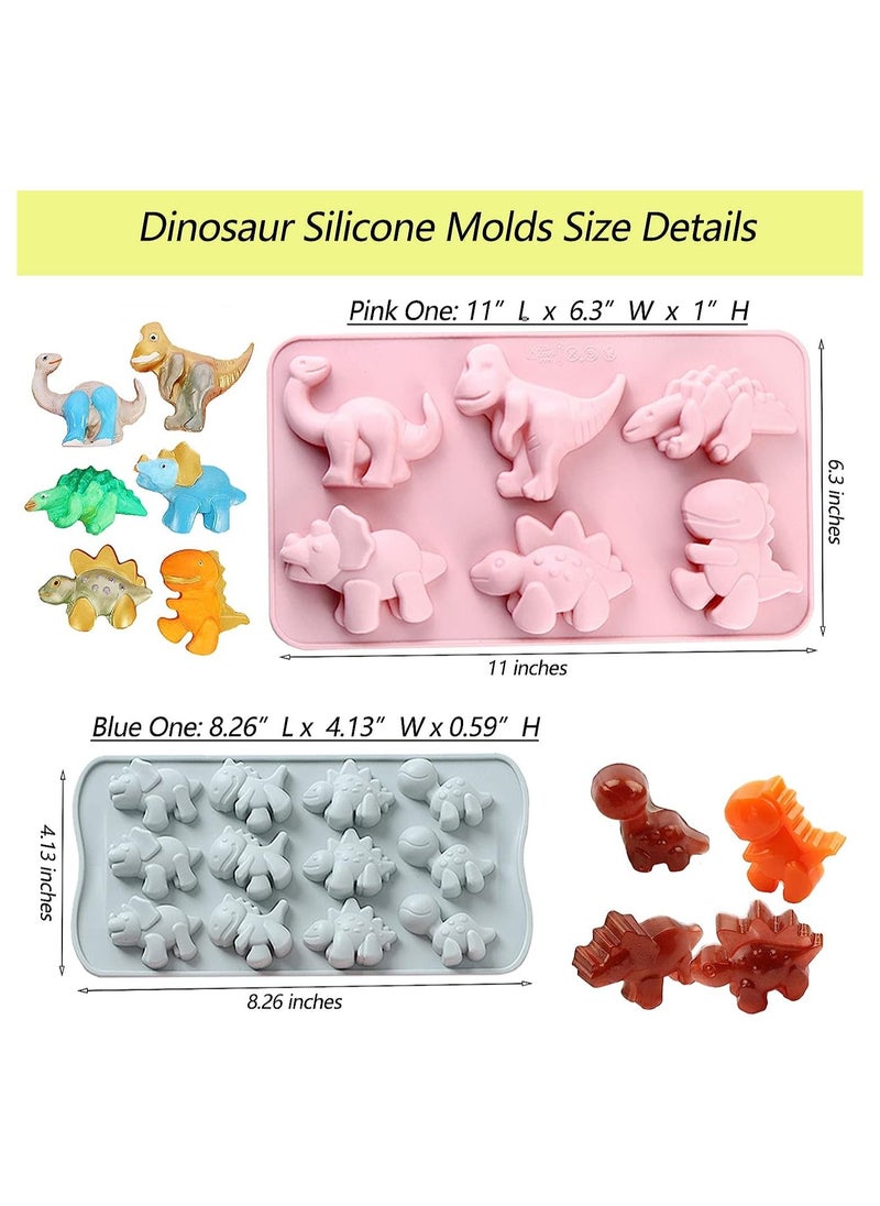 SYOSI - 2Pcs Jello Mold Dinosaur Food Grade Silicone Molds 3D Dinosaur Cavity Candy Molds Suitable for Kid DIY Chocolate Cookies Pudding Jelly Candy Ice Cube Cake Decorations Tools - Image 1