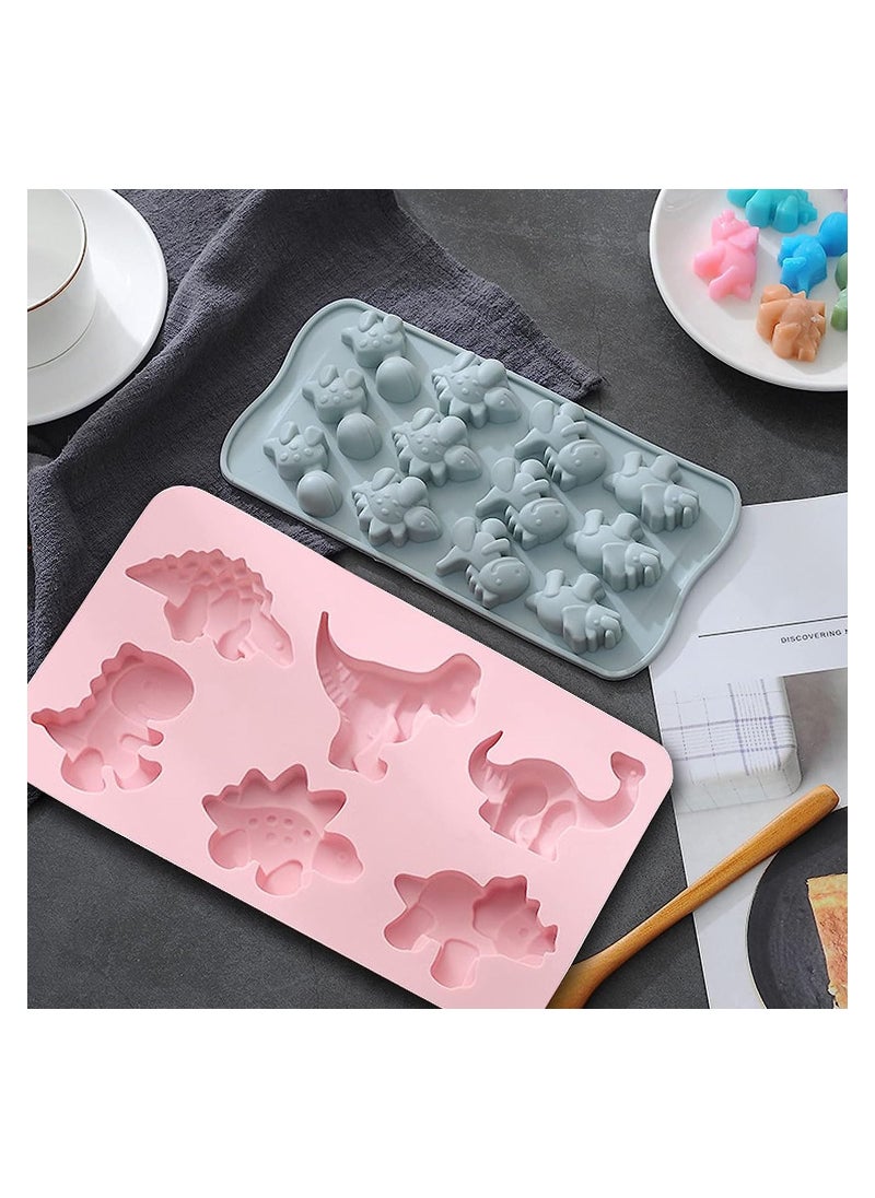 SYOSI - 2Pcs Jello Mold Dinosaur Food Grade Silicone Molds 3D Dinosaur Cavity Candy Molds Suitable for Kid DIY Chocolate Cookies Pudding Jelly Candy Ice Cube Cake Decorations Tools - Image 1